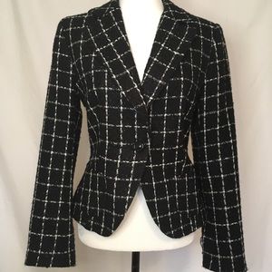 Zara black and white plaid blazer
